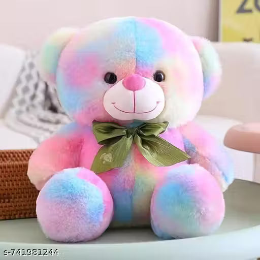 Cute Rainbow Colored Huggable Teddy Bear